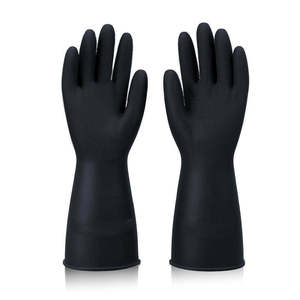 Gants de nettoyage en nitrile noir, imperméables, avec grip texturé, manchette longue, usage domestique, ambidextres - Product Image 2