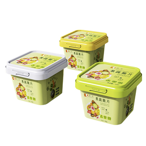 Recipiente cuadrado de plástico para vegetales y frutas secas mixtas con tapa de sellado con contenedor a prueba de manipulaciones 150ML 120g IML impreso - Product Image 1