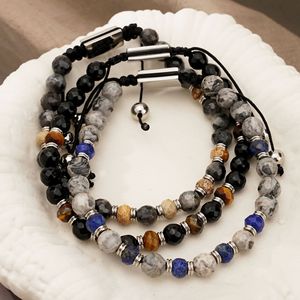 Wholesale Trendy Handmade Woven Lapis Lazuli <b>Beaded</b> Adjustable Tiger Eye Natural Stone <b>Bracelet</b> Unisex Gift - Product Image 2
