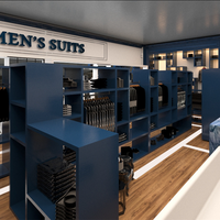 Magasin de vêtements de luxe vitrines meubles design personnalisé vêtements pour hommes armoires murales peinture bleue présentoirs muraux