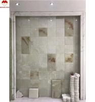 Carreaux de marbre d'onyx blanc rétroéclairés personnalisés, panneau mural de carreaux d'onyx découpés à la taille pour cadre de porte et revêtement
