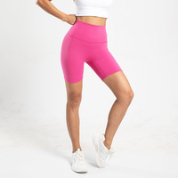Shorts de yoga taille haute pour femme, 4 pouces, double brossage, sensation seconde peau, sans effet camel toe, effet push-up fessier, pour l'été et l'entraînement en salle de sport
