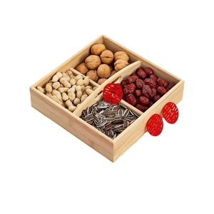 Caja de Bambú para Aperitivos con Cuatro Compartimentos, Rectangular, para Almacenamiento en Escritorio, para Nueces, Frutos Secos, Dulces de Boda, Plato para Frutas - Product Image 2