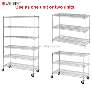 Chất lượng cao 6 tầng 800lbs NSF kim loại kẽm <span class=keywords><strong>Chrome</strong></span> mạ dây Kệ thép carbon lưu trữ Kệ nhà để xe giá với bánh xe - Product Image 3