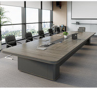 Table de conférence de luxe en forme de L en MFC avec tiroir de gestion des câbles, rangement, qualité commerciale, élégante pour bureau