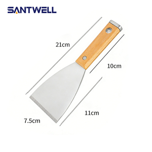 Espátula de Acero Inoxidable de Alta Resistencia / Raspador de Cemento con Mango de Madera de Abedul, Diseño Perforable para Martillo, Hoja Engrosada - Product Image 3
