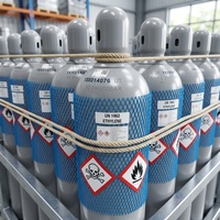 Cilindro de Gas Industrial de Acero de 40L, 47L, 50L, 150 Bar, para Recarga de Gas Ar, N2, He, H2 de Alta Pureza, Estándar ISO9809