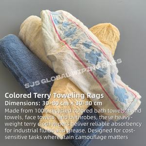 Trapos de Limpieza Industriales de Algodón Súper Absorbentes, Trapos de Toalla de Color Reciclados para Limpieza - Product Image 2