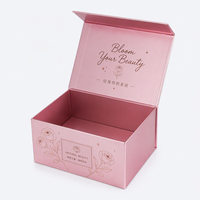 Boîte cadeau rigide magnétique rose métallique personnalisée, boîte d'emballage en carton entièrement imprimée à l'intérieur et à l'extérieur, impression HD pour la vente au détail de cosmétiques et de produits de beauté