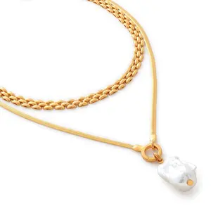 Gemnel Hot Selling 925 Zilver 18K Goud Klassieke Visgraat Chian Veerbeladen Connector Ketting