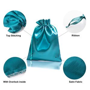 Sac cadeau de luxe en satin argenté avec cordon de serrage, logo personnalisé, pochette en cuir souple pour bijoux, pour emballage cadeau - Product Image 5