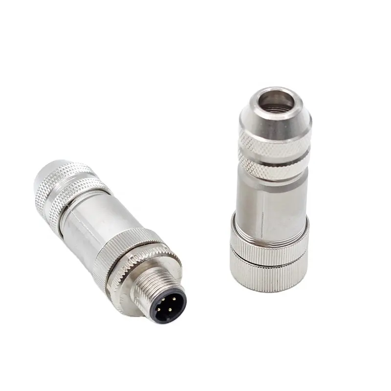 IP67 3 4 5 8 12 Pin Waterproof M12 Male and Female Straight Assembly Metal Plug Connector with A/B/C/D Code