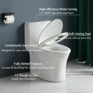 Belle conception entièrement jupette 12 "siphon en S toilette <span class=keywords><strong>de</strong></span> salle <span class=keywords><strong>de</strong></span> bain en céramique d'une seule pièce - Product Image 5