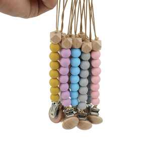 Clip para Chupete de Bebé, Cuentas de Silicona, Mordedor de Madera, Cadena para Chupete, 0-12 Meses, Libre de BPA, Grado Alimenticio, Seguro - Product Image 5