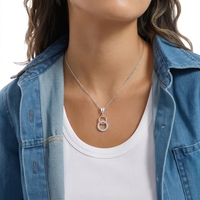 Collier pendentif QX en argent sterling 925 plaqué or 18 carats avec zircone cubique entrelacée, pendentif pavé, fournisseur d'usine de bijoux en gros