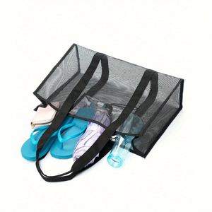Bolso de playa de malla extragrande con bolsillo interior con cremallera, bolso de hombro transparente para gimnasio, piscina, viajes, plegable, de gran capacidad - Product Image 4