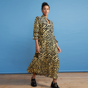 Zebra Print Dress - Long Sleeve Maxi Dress for Women