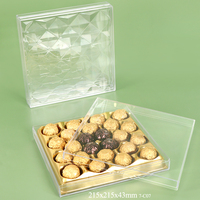 Boîte à dessert carrée en plastique acrylique transparente avec couvercle, conteneur PS pour aliments, chocolat, bonbons, biscuits, pâtisseries, cadeau de mariage