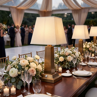 Lampes de table sans fil rechargeables en laiton avec abat-jour en tissu, pour mariage, restaurant, hôtel, avec chargeur