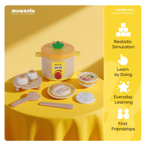 Juguete de Madera para Jugar a la Cocina, Set de Desayuno Chino Dim Sum, Bollos al Vapor, Trozos de Arroz, Juguete Educativo de Imaginación para Niños y Niñas - Product Image 1