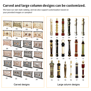 <span class=keywords><strong>Poteau</strong></span> d'escalier classique européen en laiton massif avec insert en marbre, finition personnalisée pour la décoration de garde-corps d'escalier de villa haut de gamme - Product Image 4