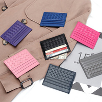 Dompet Kartu Kulit Asli Desain Merek Fashion Mewah Khusus untuk Kartu Identitas, Bisnis, dan Kredit, Tipis