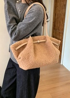 Sac fourre-tout en peluche Teddy Bear pour femme Zeyu, grande capacité, poignée supérieure, sac à main décontracté, sac à bandoulière, sac à main en fausse fourrure écologique, ODM