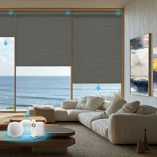Custom Zigbee Tuya Smart Roller Blinds for Windows Indoor Blackout Polyester Automatic Electric Motorized Roller Blinds