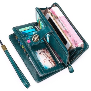 For Boshiho Durable Genuine Leather Women's Wallet Open Closure Long RFID <b>Clutch</b> Purse Vintage Floral Mobile Phone Bags for Men - Product Image 5