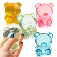Vente en gros de balles anti-stress personnalisées en forme d'ours en sucre, jouet à presser transparent, gelée de maltose, fidget, logo personnalisé imprimé, cadeau unisexe