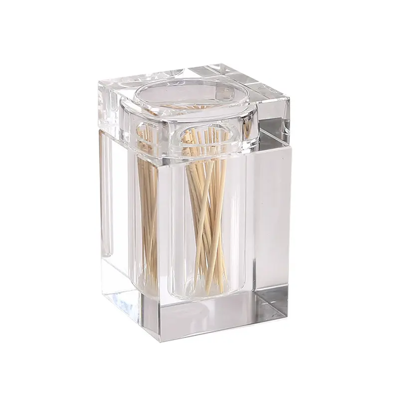 Home Daily Creative glass Toothpick Box Bottle Dining Room Storage Box Crystal Toothpick Holder