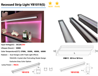 Profilé en aluminium LED pour éclairage de placard, installation encastrée, angle de faisceau flexible YB1019-32