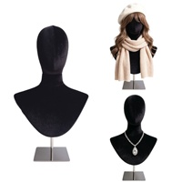 Nouveau stock : Mannequin de présentation en velours noir pour robes, perruques, chapeaux, foulards et colliers, avec base en acier inoxydable