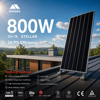 Panneau solaire NADDEX 800W monocristallin, efficacité 23,5%, cellule 210mm, robot de nettoyage solaire, capsule maison