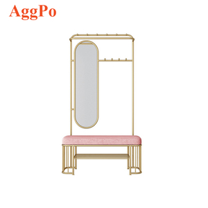 Estante de almacenamiento de zapatos <span class=keywords><strong>con</strong></span> marco de alambre, organizador de pasillo <span class=keywords><strong>con</strong></span> cojín de terciopelo suave <span class=keywords><strong>y</strong></span> <span class=keywords><strong>espejo</strong></span> de tocador, Color opcional - Product Image 1