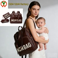 Sac à langer convertible 4-en-1 élégant pour maman : sac à dos, sac à bandoulière, sac de voyage avec 2 petites pochettes organisatrices – Fabrication sur mesure