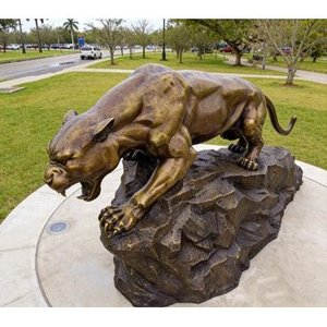 Estatua de Pantera de Bronce, Tamaño Personalizado, sobre Base de Roca, para Decoración de Jardín y Paisajes Exteriores - Product Image 1