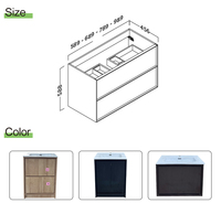 Ensemble de meubles de salle de bain sur mesure pour hôtel 5 étoiles, design flottant, panneau de porte laqué, lavabo en céramique, évier de salle de bain à LED
