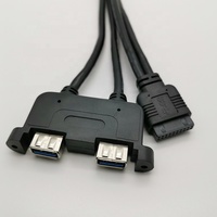 Kabel adaptor Panel depan Motherboard USB 3.0 3.0 USB 20Pin betina ke USB 3.0 ganda