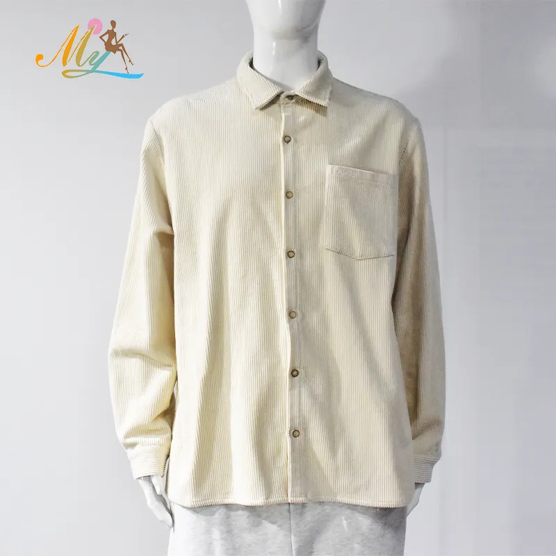 Custom mens white overshirt jackets corduroy shirt men for spring and autumn