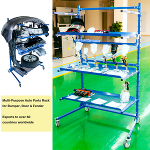 Chariot de rangement Lutro LC-302 pour pièces de <span class=keywords><strong>carrosserie</strong></span>, étagères <span class=keywords><strong>en</strong></span> acier réglables à 3 niveaux avec crochets pour la réparation de carrosseries automobiles - Product Image 1