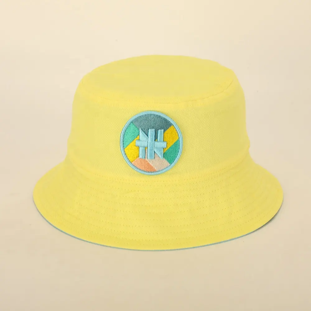 Wholesale Bulk Custom Embroidery Logo Women Cotton Bucket Cap Double-sided Summer Fisherman Reversible Sun Bucket Hat