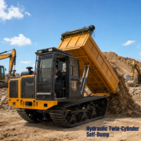 Transporteur sur chenilles de chantier de 15 tonnes, benne sur chenilles auto-déchargeante pour travaux de terrassement, transport de gravier et de matériaux en vrac