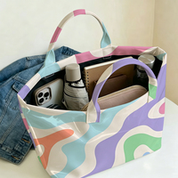 Sac fourre-tout de plage en PVC ondulé coloré, imperméable, transparent, style gelée, avec nœud, sac de rangement