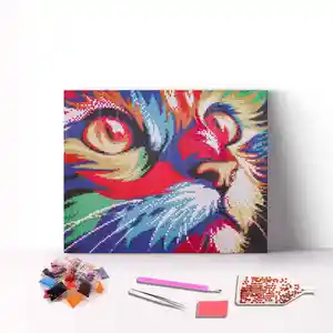 Abstract 30x40 40x50 Picture Custom Animal Lovely Cat 5D Round Drill Diy Diamond Painting Kits