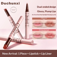 Rouge à lèvres et brillant à lèvres double embout waterproof pour des lèvres pulpeuses et éclatantes, formule non collante aux couleurs vives et hydratantes