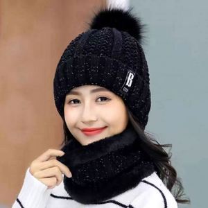 High Quality 3D Embroidery Thickened Neck Warmer Pom Pom Winter Beanie <b>Hat</b> and Scarf Set Unisex <b>for</b> Business & Travel - Product Image 1