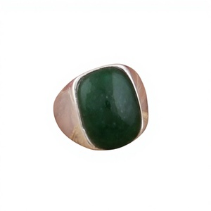 Natural Green <b>Jade</b> Bezel Setting Classic Party <b>Ring</b> Simple Band Women Men 925 Sterling Silver Minimalist Gemstone Anniversary - Product Image 1