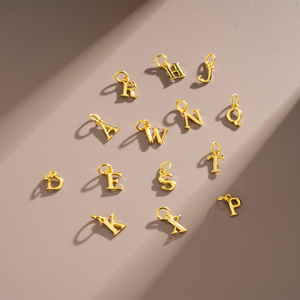 Fine personnalisé 925 argent Sterling plaqué or Vermeil lettre initiale breloques bijoux accessoires faisant pendentif collier - Product Image 4