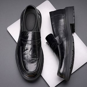 Chaussures en cuir pleine fleur pour hommes, nouvelle collection printemps, chaussures en cuir décontractées pour hommes, chaussures en cuir véritable haut de gamme à semelle épaisse - Product Image 5